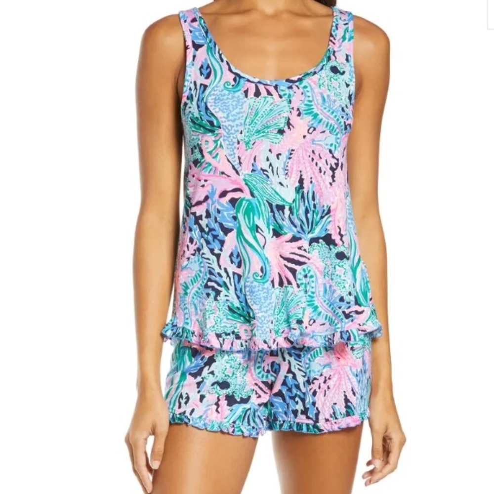 Liliy Pulitzer Bringing Mermaid Back Sleeveless/Long Pant Lounge Set
